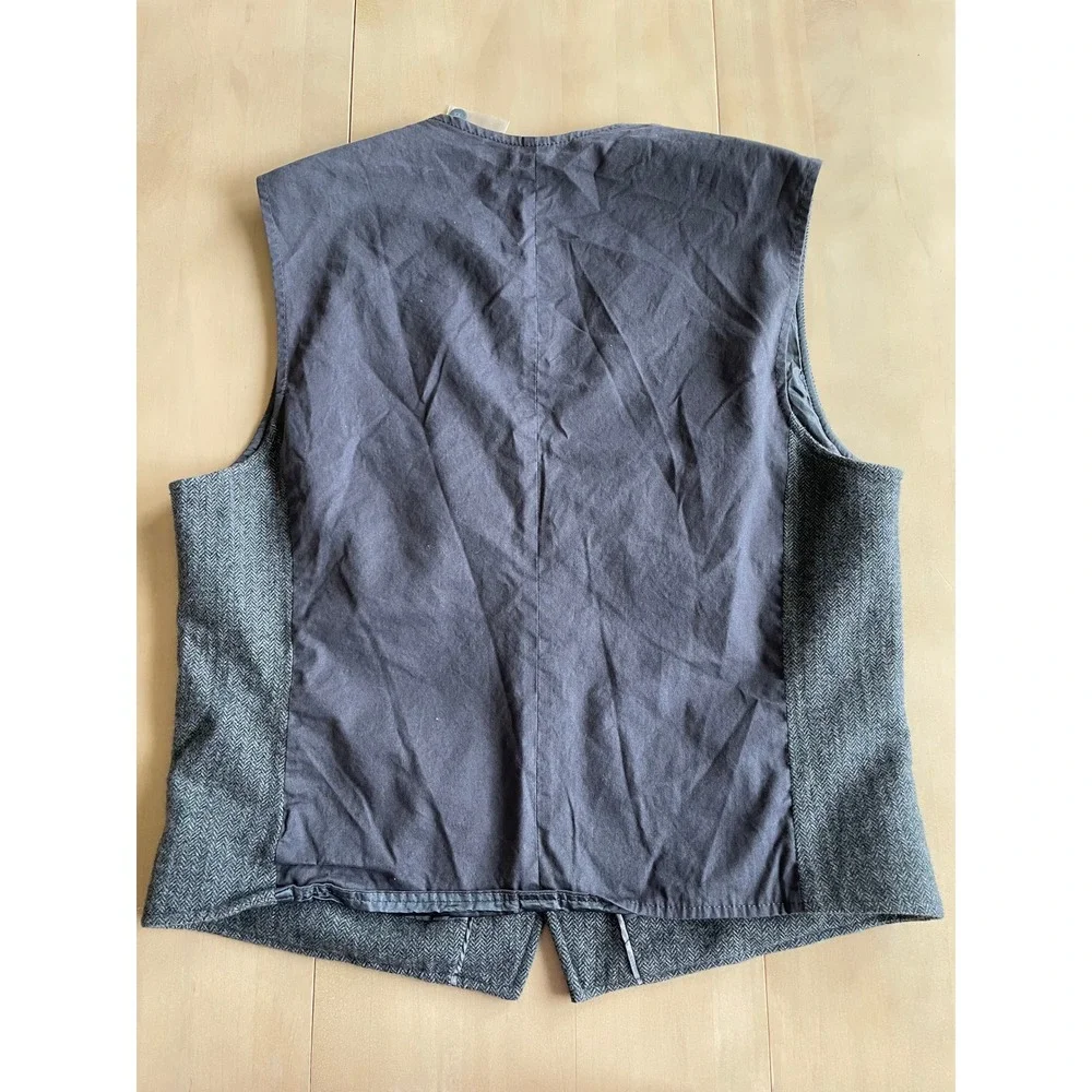 NWT 2007 *Almost Vintage* Express Men's Gray Herringbone Wool Blend Suit Vest XL